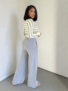 Alexandranx Women's Autumn/Winter New Arrival Turtleneck Long Sleeve Yellow Striped Slim Fit Ribbed Sweater,Fall - Multicolor - View 6