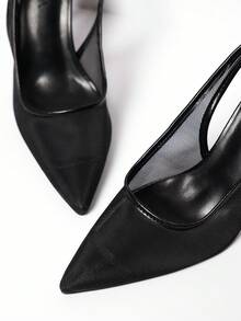 MUSERA Mesh Faux Leather Heels Cute Summer Spring Cute Going Out  Accessories - Black - View 3