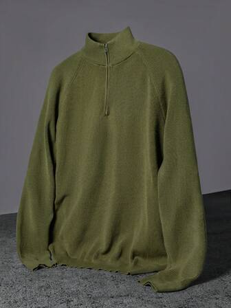 Manfinity 男士秋冬纯色半拉链毛衣