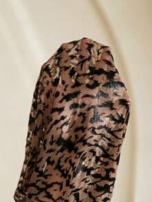 Anewsta Velvet Burnout Sheer Long Sleeve Fitted Top - Brown - View 8