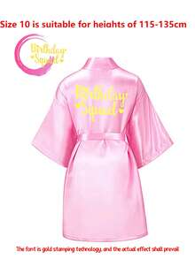 1pc Girls Birthday Bathrobe, Thin Dressing Gown, Pajamas, Nightdress, Wedding, Birthday, Gift, Vacation, Party - Pink - View 10
