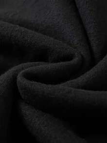 Sudadera con capucha de manga larga blanca elegante para mujer con diseño gráfico, jersey informal de largo regular con cordón y forro cálido. - Negro - Ver 6