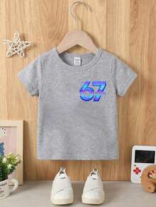 Young BoyCotton Pullover Basic Short Sleeve T-Shirt - Grey - View 3