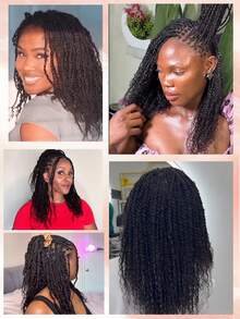 1PC Afro Kinky Bulk Human Hair Extension For Mini Twists Knotless BOHO Braids 3B Curly Braiding Human Hair Natural Black Color - Natural Black - View 7