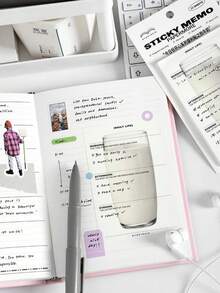 Joivida 30张早餐主题便利贴备忘录，办公学习计划贴纸，可爱日常记事本，美食主题日记用品 - 白色 - 查看 11