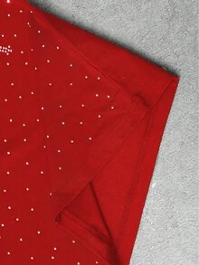 Manfinity Homme 男士休闲宽松短袖T恤，黑色，水钻装饰，宽松廓形，成熟街头风，适合通勤、日常穿着、返校、度假，是送给男友/老公的绝佳礼物，情侣装。 - 紅色 - 查看 6