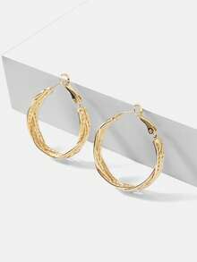 MOTF PREMIUM 18K GOLD PLATED BRAIDED MINIMALIST EVERYDAY HOOP EARRINGS - Yellow Gold - View 9