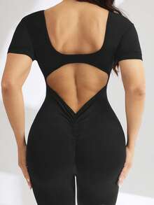 Rhythm Era 无缝高弹力加大码女式运动健身瑜伽休闲露背提拉连体裤