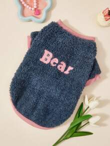 PETSIN 1 pieza Abrigo/Chaqueta azul redonda de doble cara, suave y cómoda, con bordado dulce y lindo para mascotas, perros y gatos - Azul - Ver 3