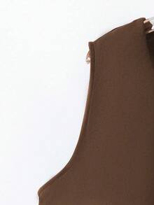 GlowEve CURVE New Lapel Collar Loose Fit Vest Jacket, Suitable For Spring And Autumn, Plus Size For Women - Brown - View 4