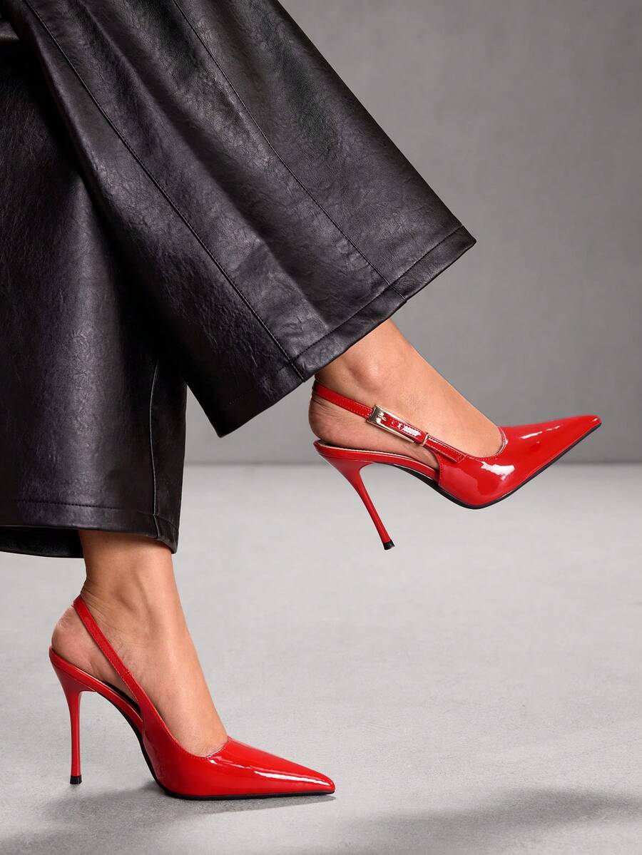 CUCCOO SZL Escarpins pointus élégants pour femmes pour le trajet domicile-travail - Rouge - Voir 1