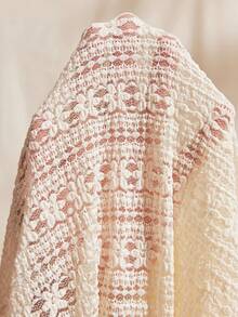 Easelle 复古波西米亚风荷叶边V领薄纱性感透气女式衬衫 - 米色 - 查看 5