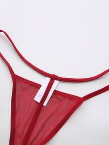 Fantasy Costume Conjunto de lencería sexy de talla grande para el Día de San Valentín, conjunto de 3 piezas con falda con abertura, decoración de flecos y cadena de malla