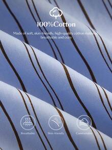 Ontre 2026春夏女士条纹蓝色衬衫，新款春夏女士宽松长袖V领褶皱纽扣办公衬衫，情人节女士上衣，节日派对，女士办公着装，假日，时尚通勤，假日，优雅，教师节，时尚流行女士衬衫 - 藍色 - 查看 6