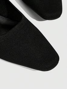 CUCCOO BASICS 女士编织高跟鞋，时尚浅口鞋，适合日常、派对、宴会等场合 - 黑色 - 查看 3