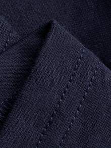 Dazy Plus 2件套 女士加大码纯色宽松连帽衫和裤子休闲套装 家居服套装 - 藏蓝色 - 查看 3
