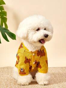 PETSIN 1 Pc Pet Cat Dog Universal Yellow Bear Cute Pattern Knitted Jacquard Open Skirt Jacket Warm And Comfortable Dog Sweater Jacket - Yellow - View 6