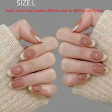 10Pcs Shiny Gold Line French Minimalist Style, Fashionable Shell White Wearable Nail Art, Daily High-End Pink Short Oval False Nails, Suitable For Women And Diy Nail Art Enthusiasts Press On Nails Nail Supplies Nails - Multicolor - View 7