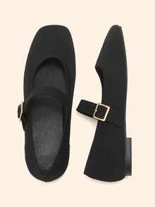 CUCCOO BASICS Zapatos planos casuales y versátiles con diseño de hebilla para mujer - Negro - Ver 9