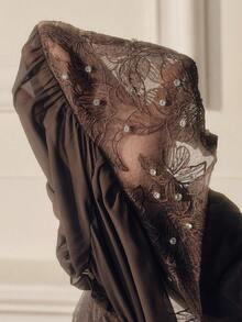 Anewsta Savoree 女士V领蕾丝拼接浪漫连衣裙 - 棕色 - 查看 8