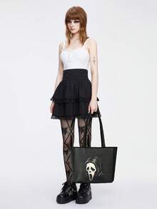 ROMWE Goth Túi đeo vai cỡ lớn, tiện dụng, in hình đồ họa dành cho nữ. - Màu hỗn hợp - Xem 7