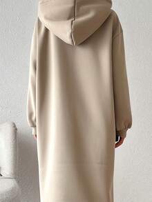 SHEIN EZwear 卡其色连帽夹克（带保暖衬里）女士秋冬款 - 卡其色 - 查看 7