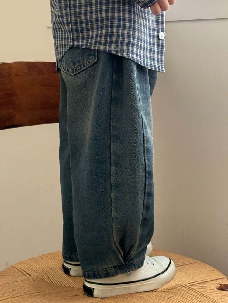 Toddler Boys' Loose Washed Distressed Denim, Casual Vintage Street Style, All Season