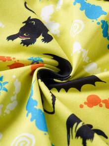 SHEIN How to Train Your Dragon Tween Boy Dragon Print Contrast Trim Trunks - Multicolor - View 7