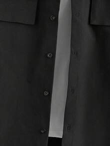 EASEVO Men's Plus Size Solid Color Plain Woven Casual Nice Button Short Sleeve Shirt, For Going Out - Black - View 8