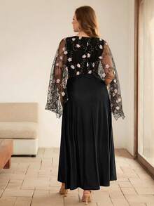 Roveilla Women's New Shiny Lightweight Long Cardigan Dress, Elegant & Romantic, Spring/Summer Dress Modest Black Elegant Dress Curve Black Plus Size Formal Dress Plus Formal Evening Gown Dress Sheer Embroidered Mesh Fabric Patchwork - Pink - View 2