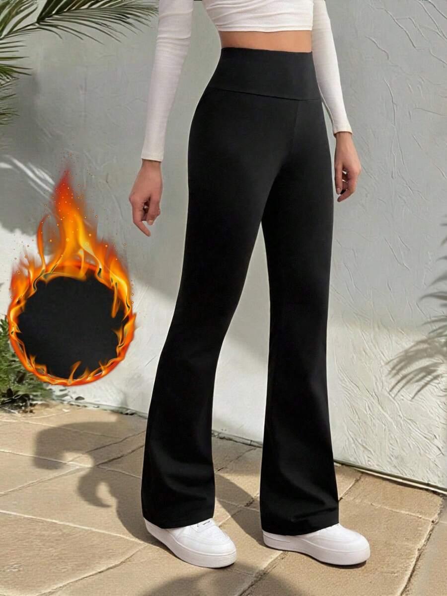 SHEIN Tall 女士宽腰喇叭裤 - 黑色 - 查看 1