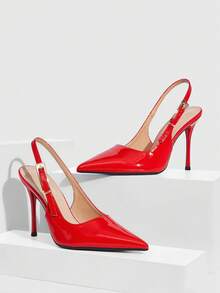 CUCCOO SZL Escarpins pointus élégants pour femmes pour le trajet domicile-travail - Rouge - Voir 2