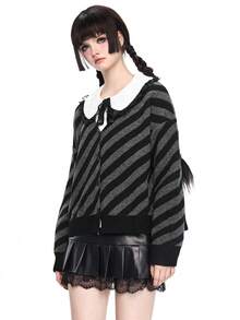 ROMWE Goth 女士哥特风条纹开衫