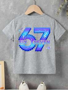 Young BoyCotton Pullover Basic Short Sleeve T-Shirt - Grey - View 4