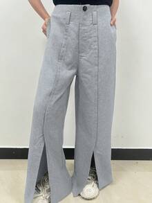 Chiquease 分叉式下擺寬腿西裝褲