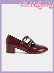 Dola Lovely Women's Pointed Toe Buckle Design Everyday Versatile Fashion High Heels For Christmas - Burgundy - View 2