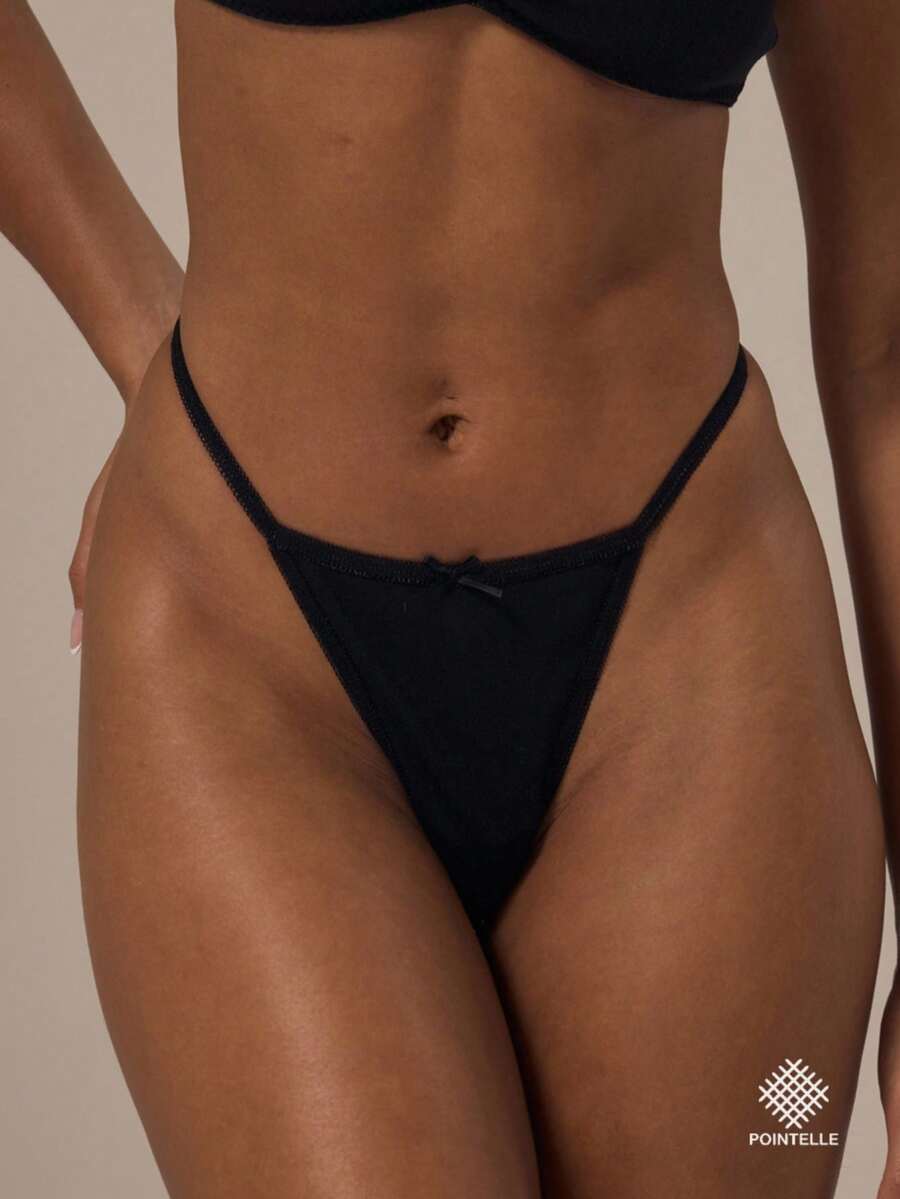 MUSERA ESSENTIALS Pointelle Bow Detail Picot Trim G String Fall Autumn Winter  Cosy Lounge Underwear Lingerie Everyday Basics Essential