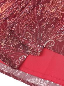 MOTF STUDIO WOMEN'S PAISLEY PRINT PLEATED SKIRT - Red - View 6