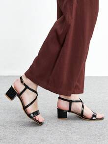 CUCCOO BIZCHIC Sandalias de tacón versátiles y de moda para el uso diario - Negro - Ver 5