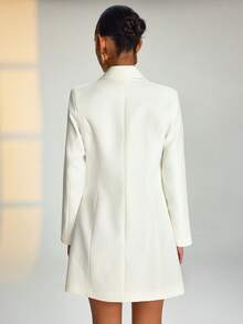 EURMUSE Women's White Elegant Blazer With Pearls - White - View 2