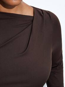 Maija Große Größen Brauntöne Langarm Basisschicht T-Shirt, Herbst bis Karneval Fasching Outfits Outfits Damen Kostüm Party Strand Hochzeit Urlaub Lässig Elegant Damen Party Top Strand Urlaub Strandurlaub Abschlussfeier Büro Kleidung Damen Arbeit Für Damen Ausgehen Outfit - Kaffeebraun - Übersicht 3