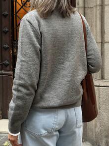 Livesso 女士蕾丝拼接半拉链立领毛衣