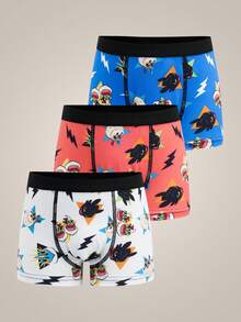 SHEIN How to Train Your Dragon 3pcs/Pack Oung Boy Contrast Waistband Stitching Detail Printed Comfortable Trunks - Multicolor - View 1