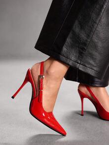 CUCCOO SZL Escarpins pointus élégants pour femmes pour le trajet domicile-travail - Rouge - Voir 5