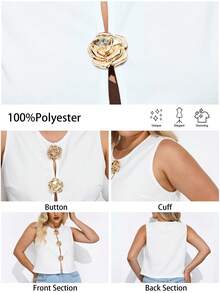 Maija Áo không tay màu trắng cỡ lớn dành cho nữ, thiết kế trang trí cúc kim loại hình hoa hồng, thích hợp cho Ngày Thánh Patrick, Lễ Phục Sinh, mùa hè, dự tiệc, đi biển, kỳ nghỉ hè, đi chơi, tốt nghiệp. - trắng - Xem 7