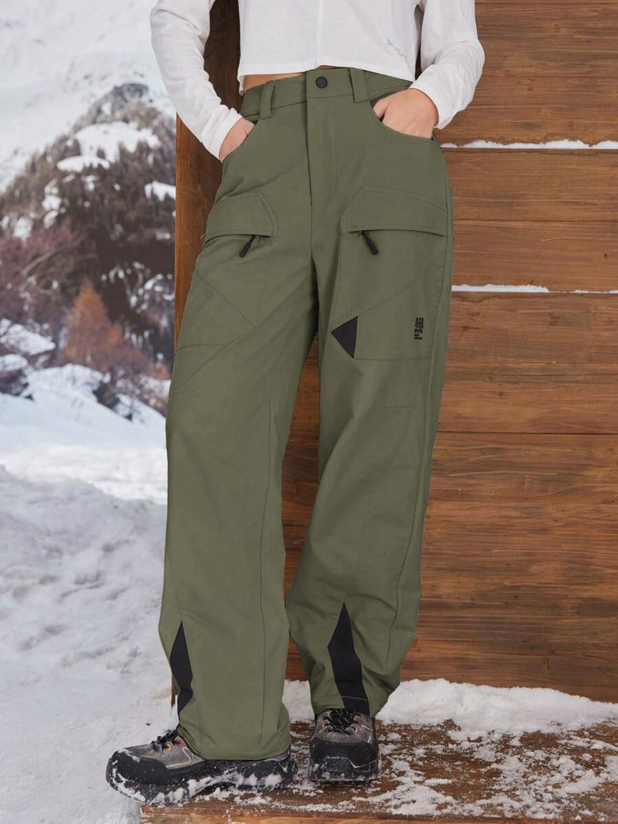 SHEIN In My Nature Women's Outdoor Casual Cargo Hiking Pants, Autumn/Winter - Olive Green - View 1
