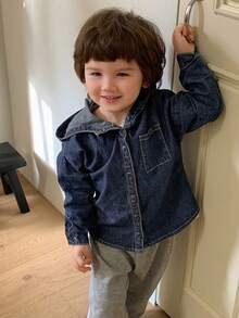 Dazy Kids Toddler Boys' Hooded Washed Vintage Denim Jacket - Blue - View 7