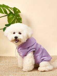 PETSIN 1 Pc Pet Cat Dog Handsome Fashion Purple Casual English Comfortable Warm Sleeveless Hooded Dog Hoodie - Purple - View 4