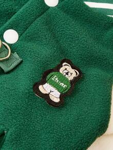PETSIN 1 Pc Pet Cat Dog Universal Fashion Handsome Green Leisure College Style Baseball Jacket With Velvet Inner Comfortable Pullable Dog Jacket Coat - Green - View 9
