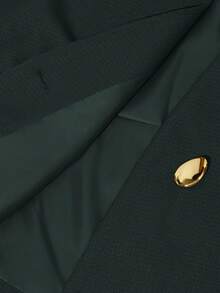 Aveloria Modichic Áo khoác nữ thanh lịch cổ chữ V dáng rộng, vạt áo bất đối xứng, chất liệu vải dệt họa tiết màu trắng, cài khuy trang trí, tay ngắn, thiết kế tối giản, đa năng cho việc đi làm. - Màu xanh lá cây đậm - Xem 7